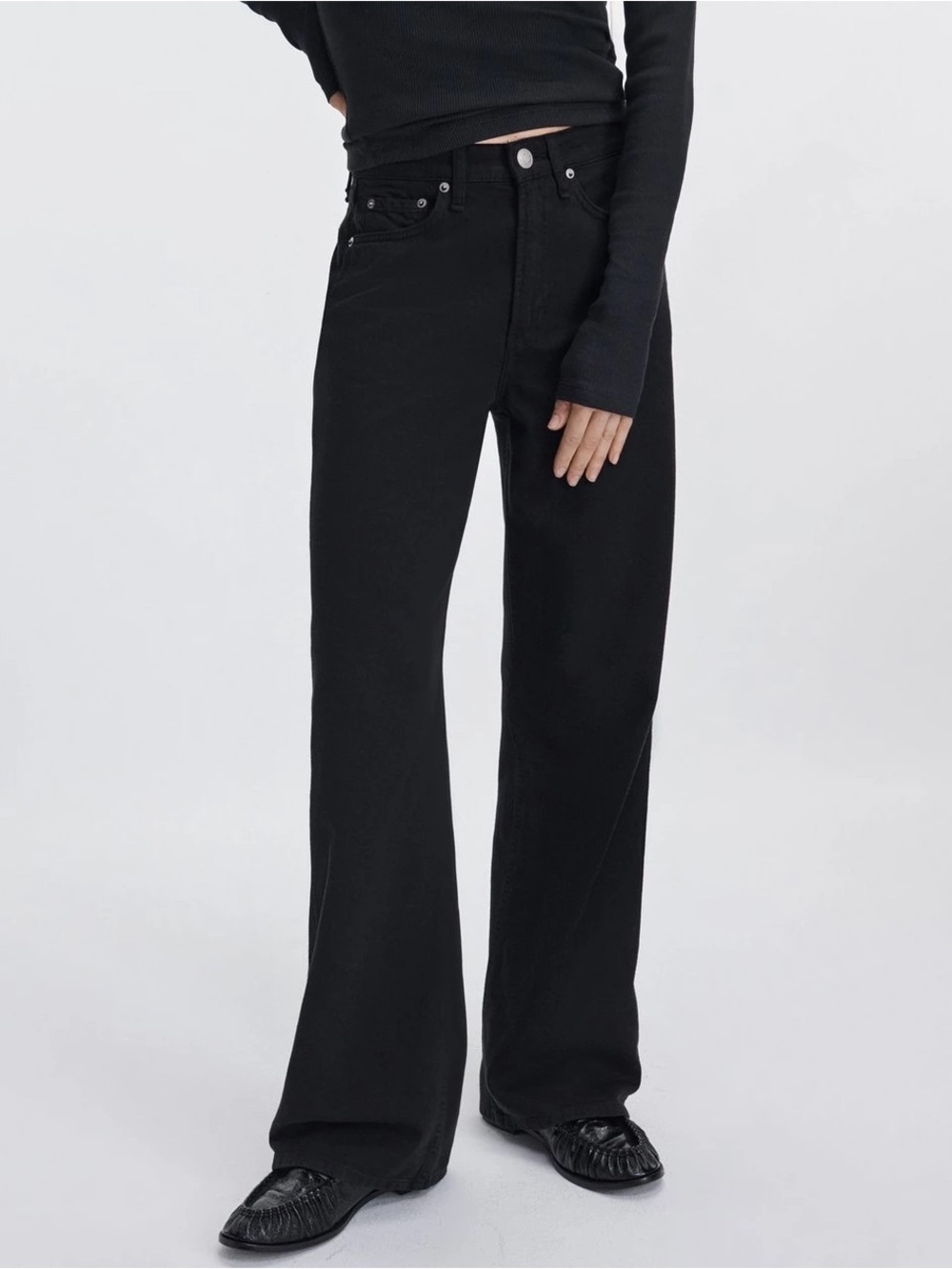 rag & bone Logan Wide-Leg Jean Featherweight in Black